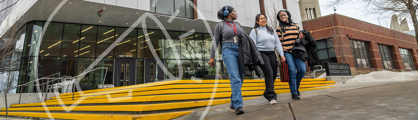 students walking outside of SAMU building