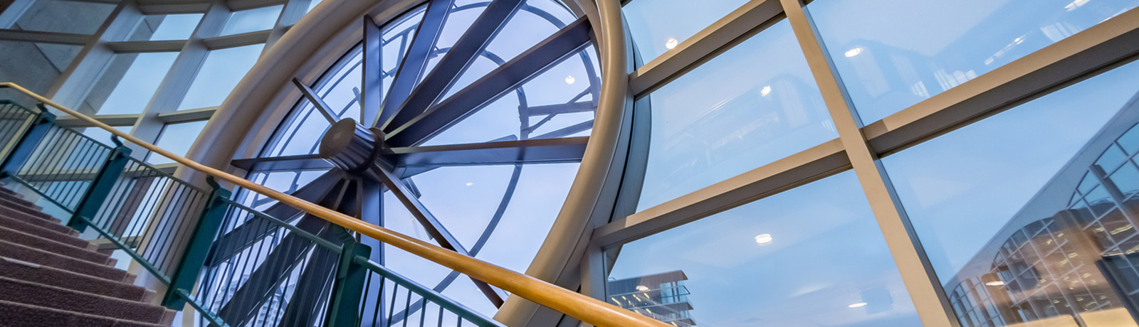 MacEwan clock by staircase