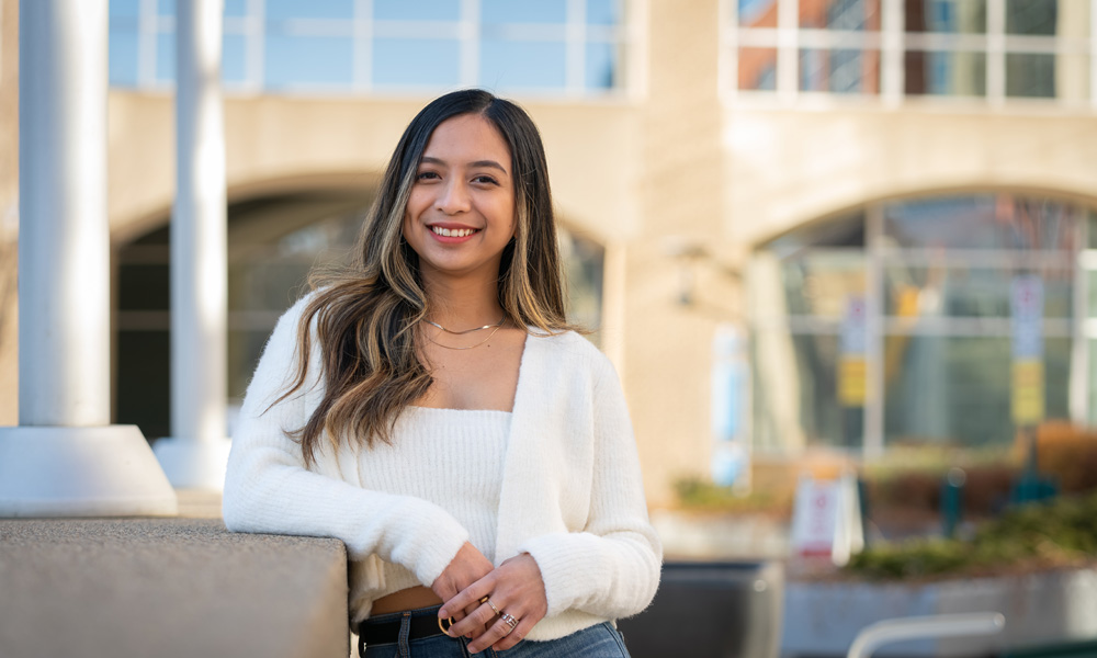 Chella Robles outside on campus