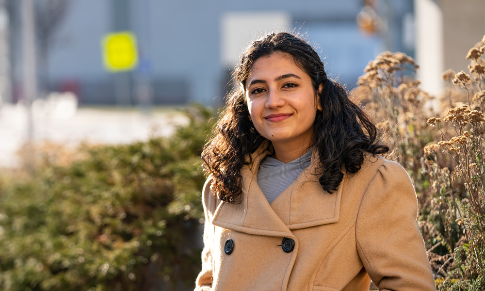 Radhika outside on campus