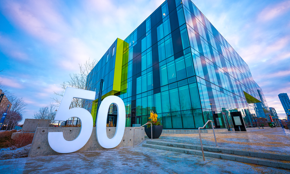 Giant 50 installation in front of Allard Hall