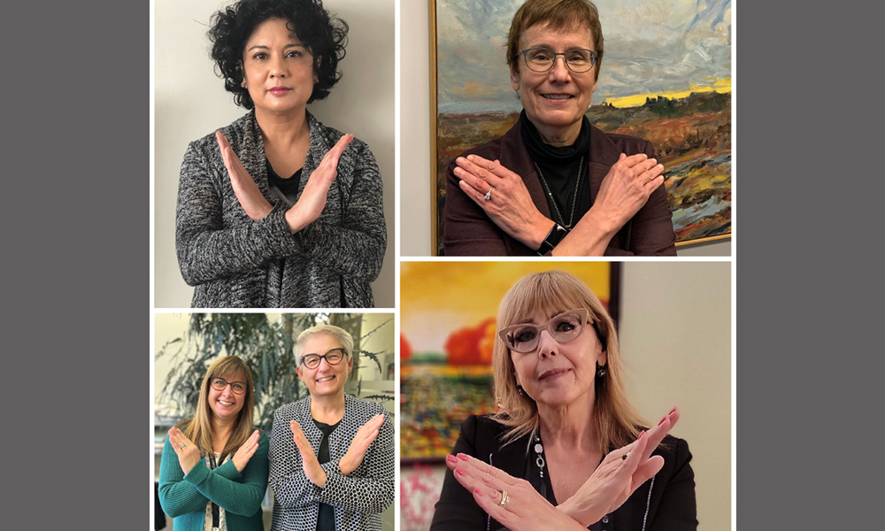 Collage of women with arms crossed