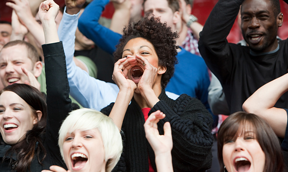 A cheering crowd