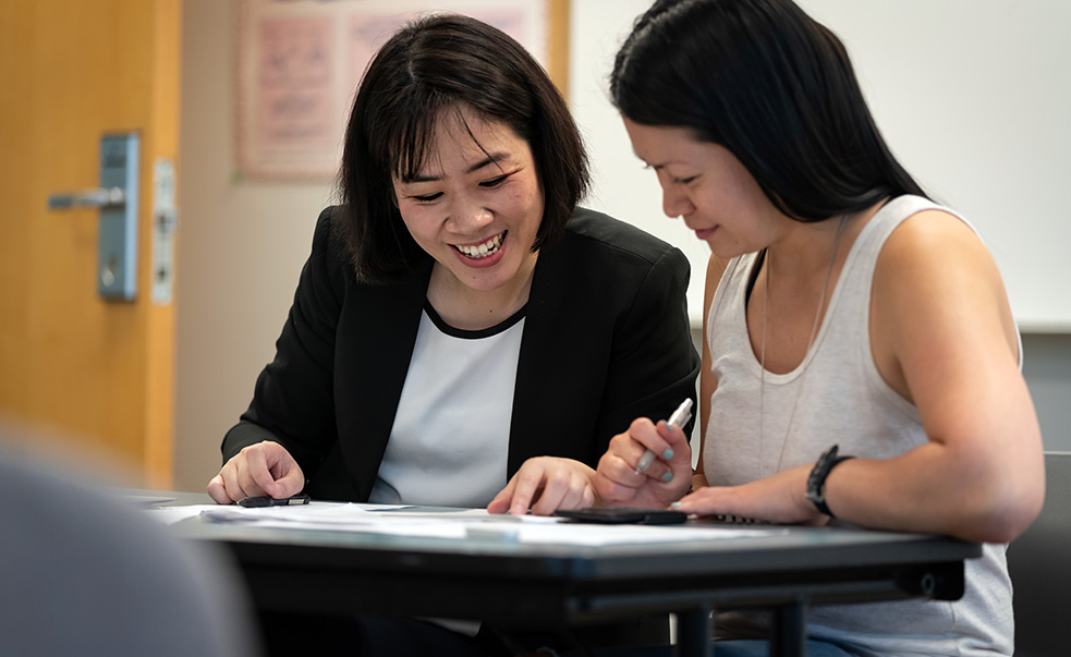 teacher and student in math learning centre