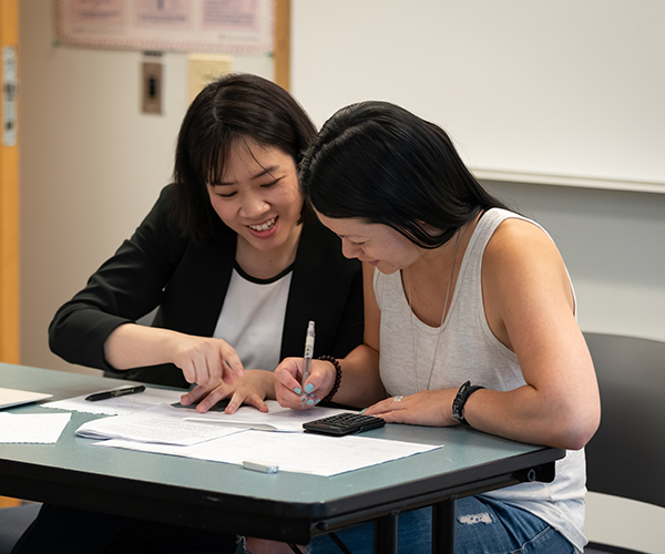 student getting help in the math and stats centre